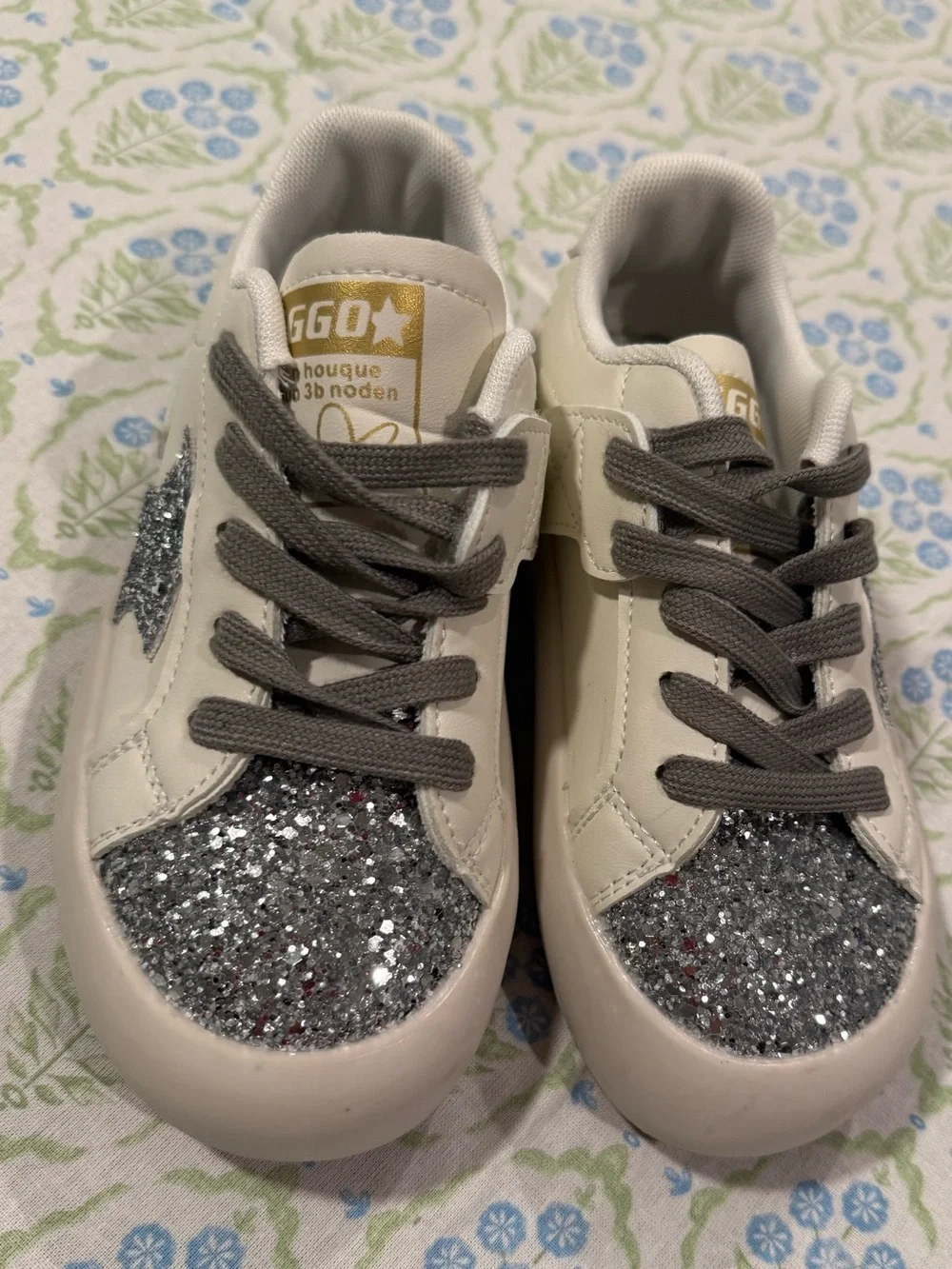 Golden Goose Inspired Glitter Star Sneakers - Silver Sparkle 13